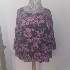 City Chic XXL purple black top flowing semi sheer